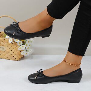 Women's Cushioned Insole Classic Bow Tie Ballerina Flat